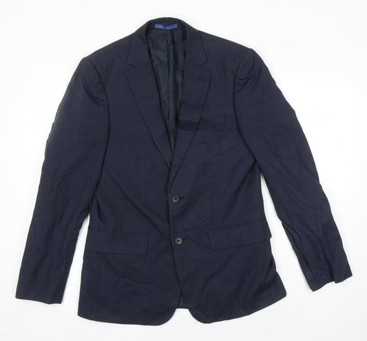 M&S Mens Blue Polyester Jacket Blazer Size 38 Regular