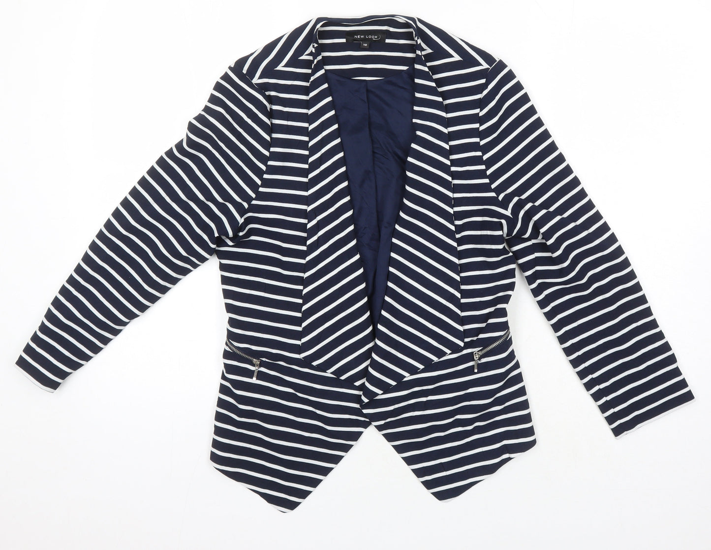 New Look Womens Blue Striped Jacket Size 10