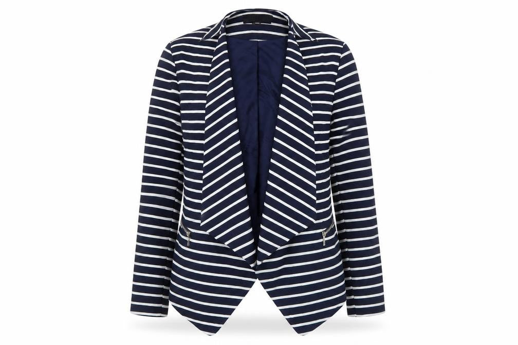 New Look Womens Blue Striped Jacket Size 10