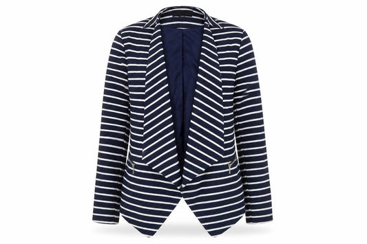 New Look Womens Blue Striped Jacket Size 10