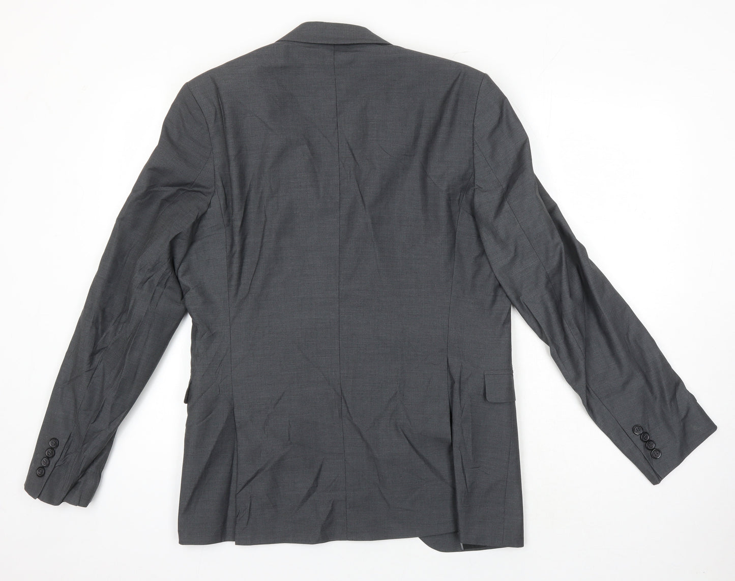 H&M Mens Grey Polyester Jacket Suit Jacket Size 38 Regular