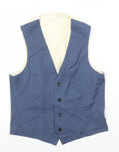 Additional front view of French Connection men’s blue wool jacket suit waistcoat, size M, regular