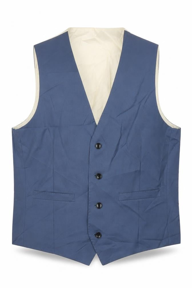 French Connection Mens Blue Wool Jacket Suit Waistcoat Size M Regular