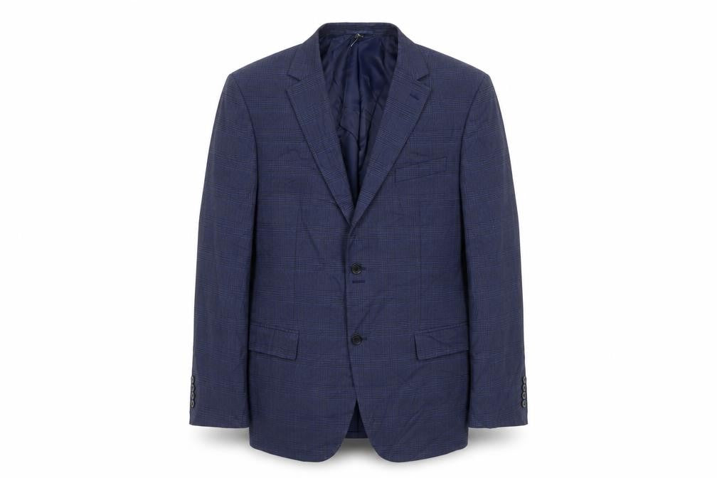 Marks & Spencer Mens Blue Houndstooth Polyester Jacket Suit Jacket Size 44 Regular