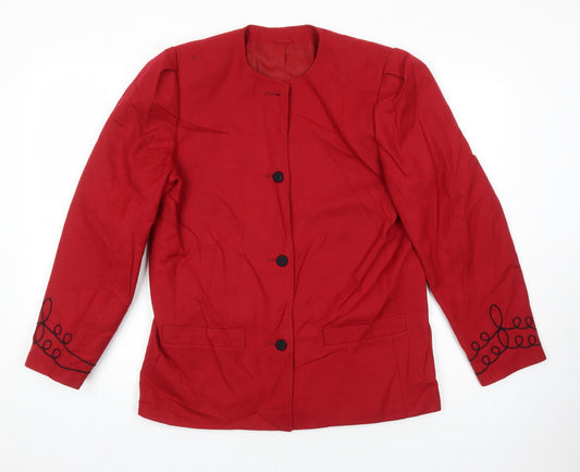 Dereta Womens Red Jacket Blazer Size 14