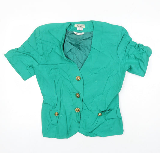 Paul Costelloe Womens Green Linen Tunic Blouse Size 12 V-Neck
