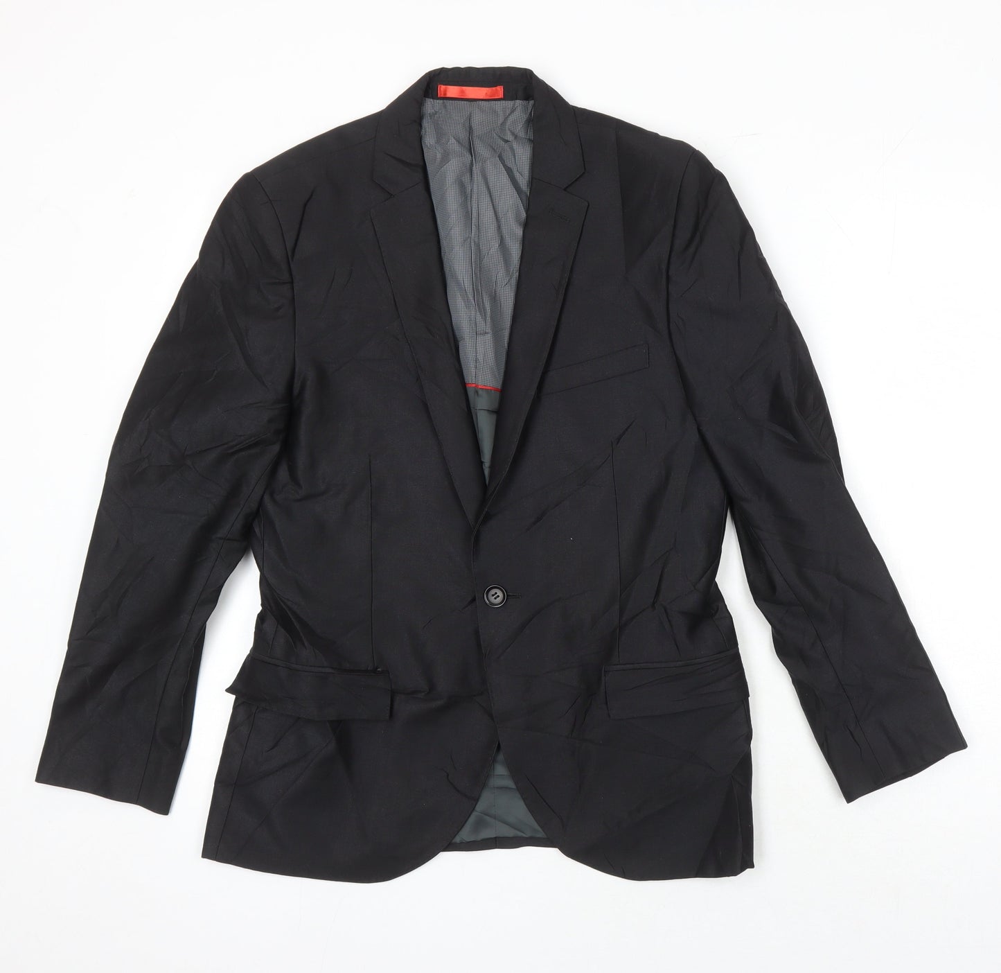 Ventuno 21 Mens Black Polyester Jacket Suit Jacket Size 38 Regular