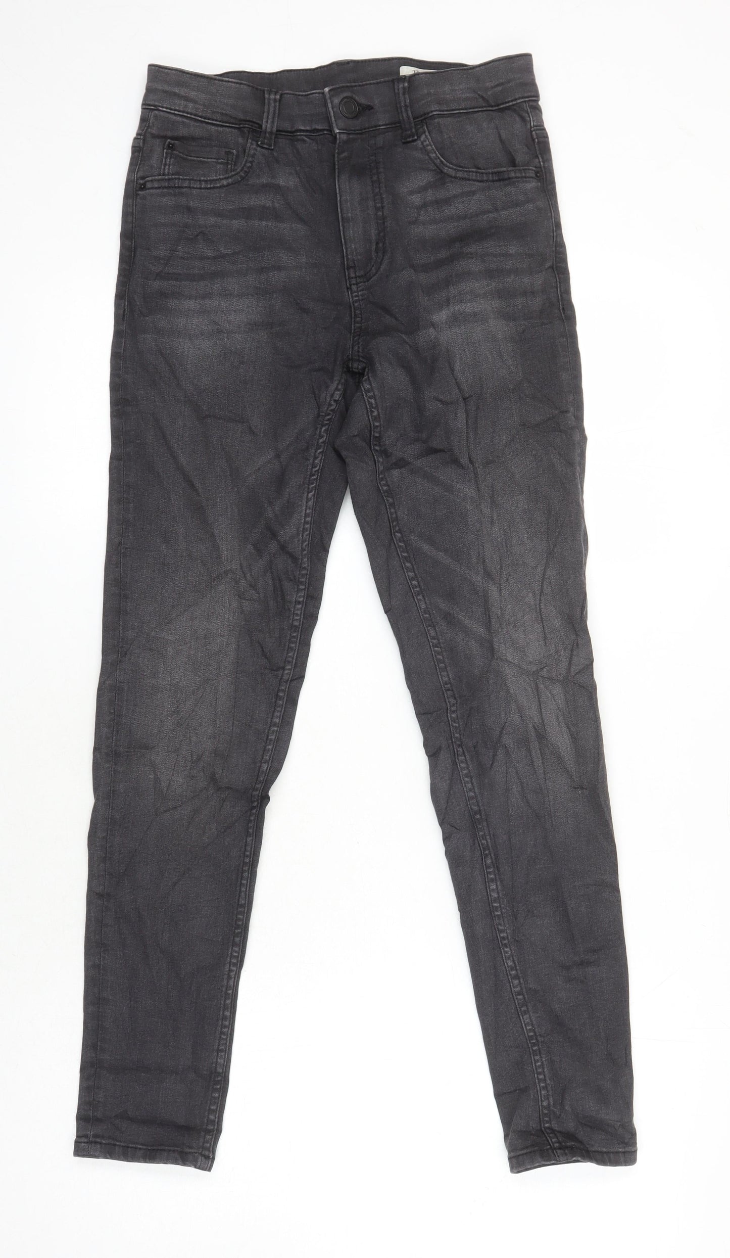 M&S Womens Grey Cotton Skinny Jeans Size 8 L27 in Regular