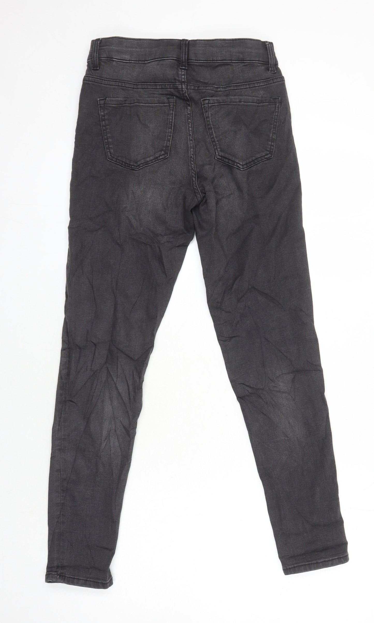 M&S Womens Grey Cotton Skinny Jeans Size 8 L27 in Regular