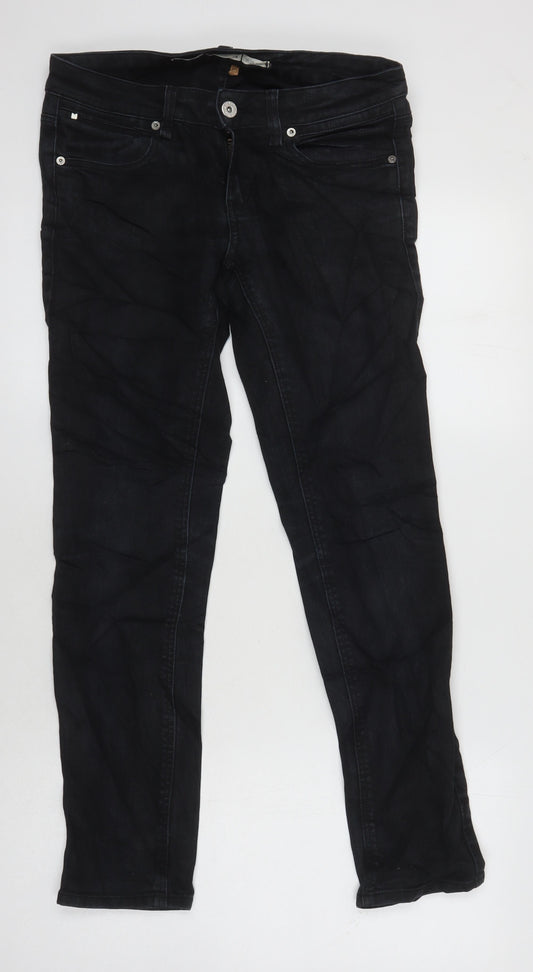 Topshop Womens Black Cotton Skinny Jeans Size 10 L28 in Regular