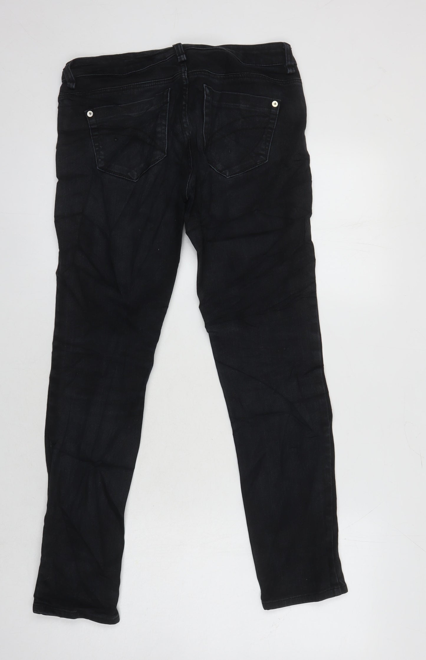 Topshop Womens Black Cotton Skinny Jeans Size 10 L28 in Regular