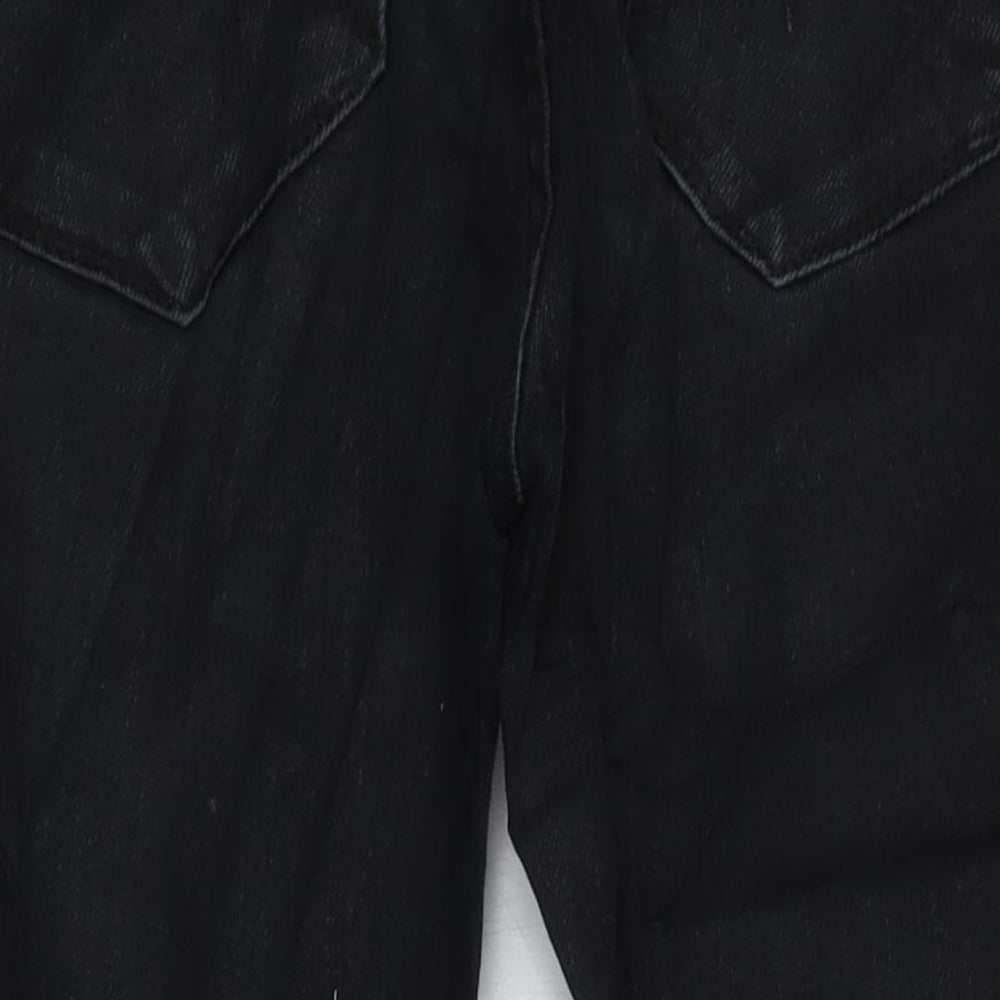 Marks & Spencer Womens Blue Herringbone Cotton Straight Jeans Size 10 L26.5 in Regular
