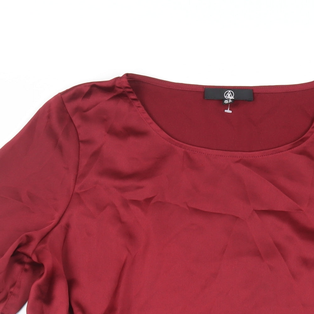 Missguided Womens Red Polyester Basic Blouse Size 12 Boat Neck - Tie Front
