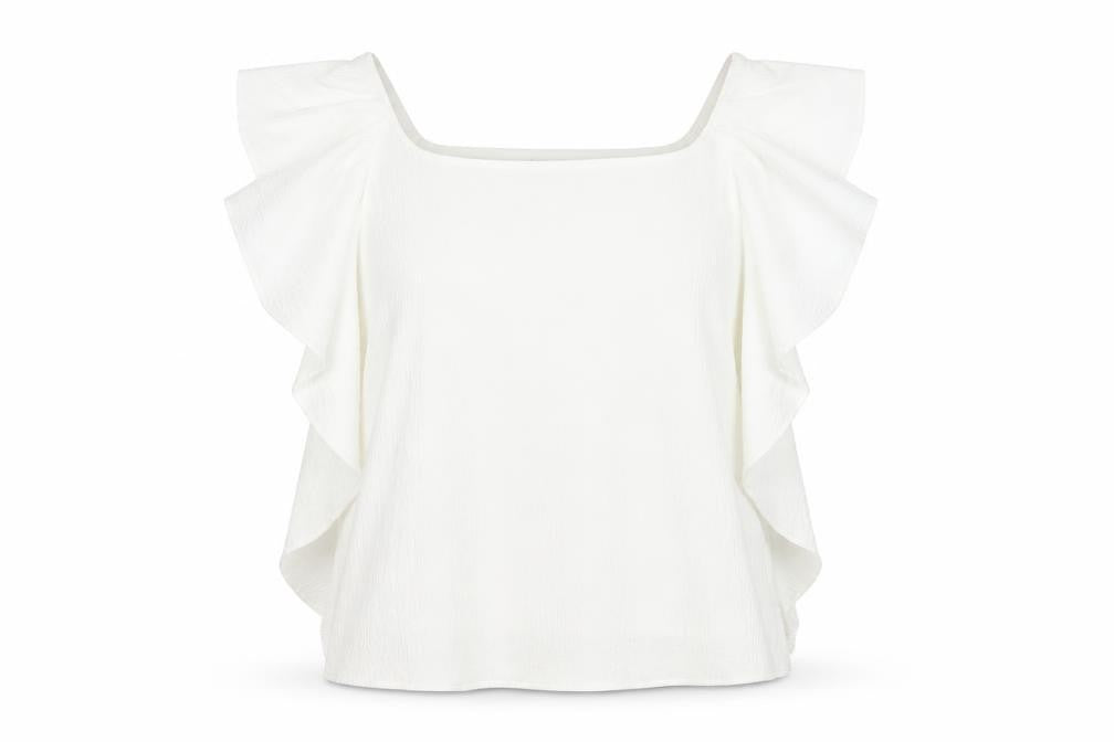 Per Una Womens White Polyester Basic Blouse Size 14 Off the Shoulder - Ruffle