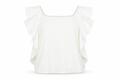 Per Una Womens White Polyester Basic Blouse Size 14 Off the Shoulder - Ruffle