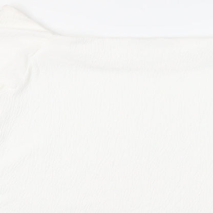 Per Una Womens White Polyester Basic Blouse Size 14 Off the Shoulder - Ruffle