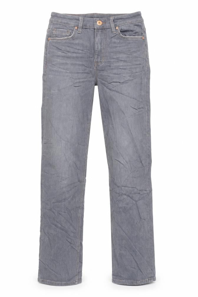 Marks & Spencer Womens Grey Cotton Straight Jeans Size 8 L29 in Regular Zip