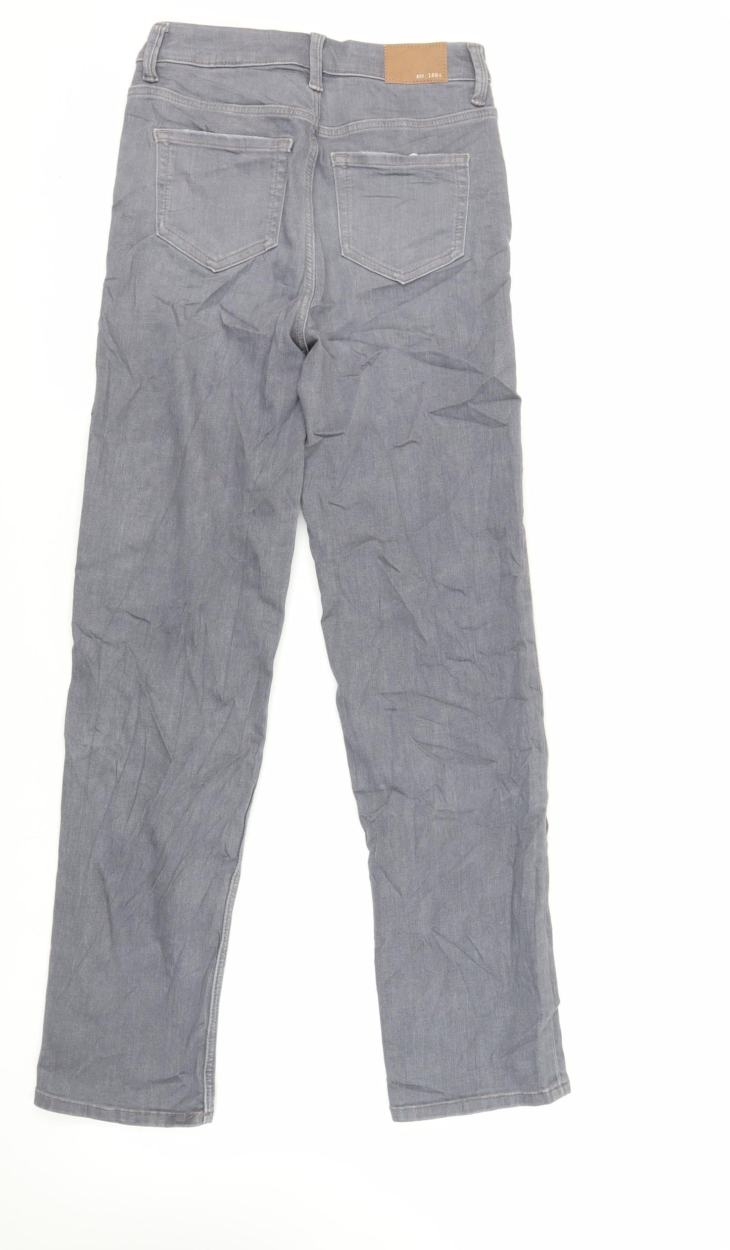 Marks and Spencer Womens Grey Cotton Straight Jeans Size 8 L29 in Regular Zip