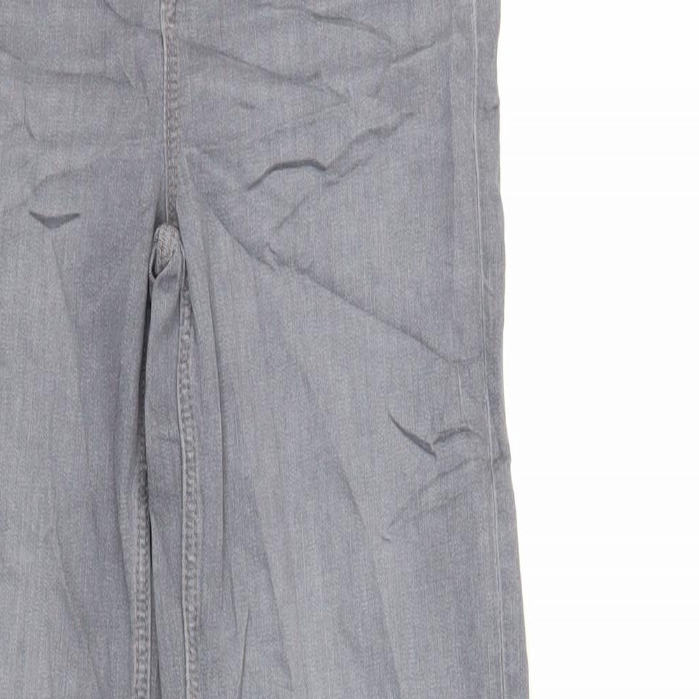 Marks and Spencer Womens Grey Cotton Straight Jeans Size 8 L29 in Regular Zip