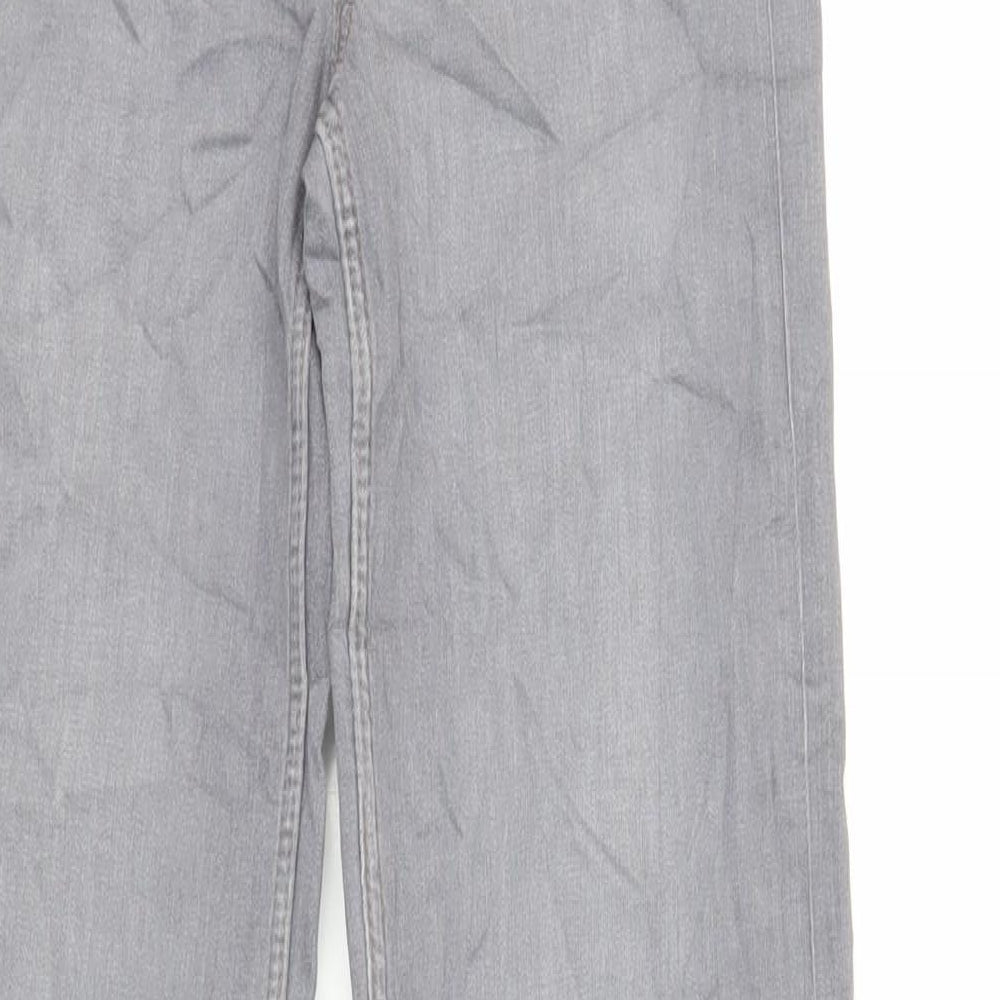 Marks and Spencer Womens Grey Cotton Straight Jeans Size 8 L32 in Regular Zip - Long Lenght
