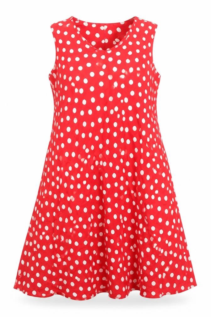 Marks & Spencer Womens Red Polka Dot Viscose A-Line Size 8 Round Neck Button
