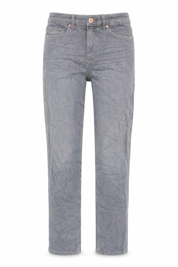 Marks & Spencer Womens Grey Cotton Straight Jeans Size 8 L32 in Regular Zip