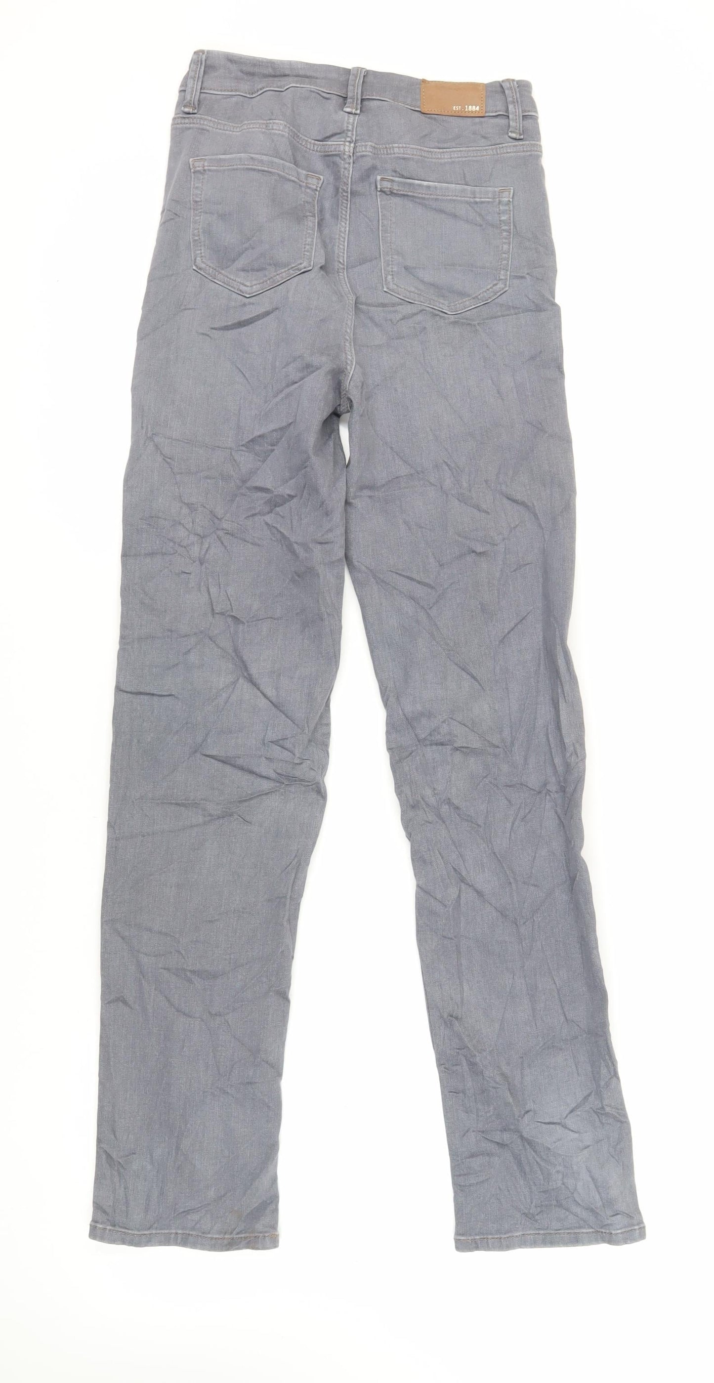 Marks and Spencer Womens Grey Cotton Straight Jeans Size 8 L32 in Regular Zip