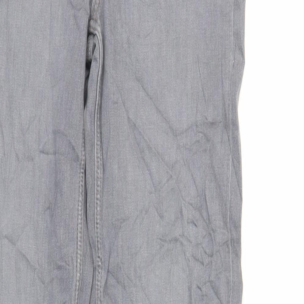 Marks and Spencer Womens Grey Cotton Straight Jeans Size 8 L32 in Regular Zip