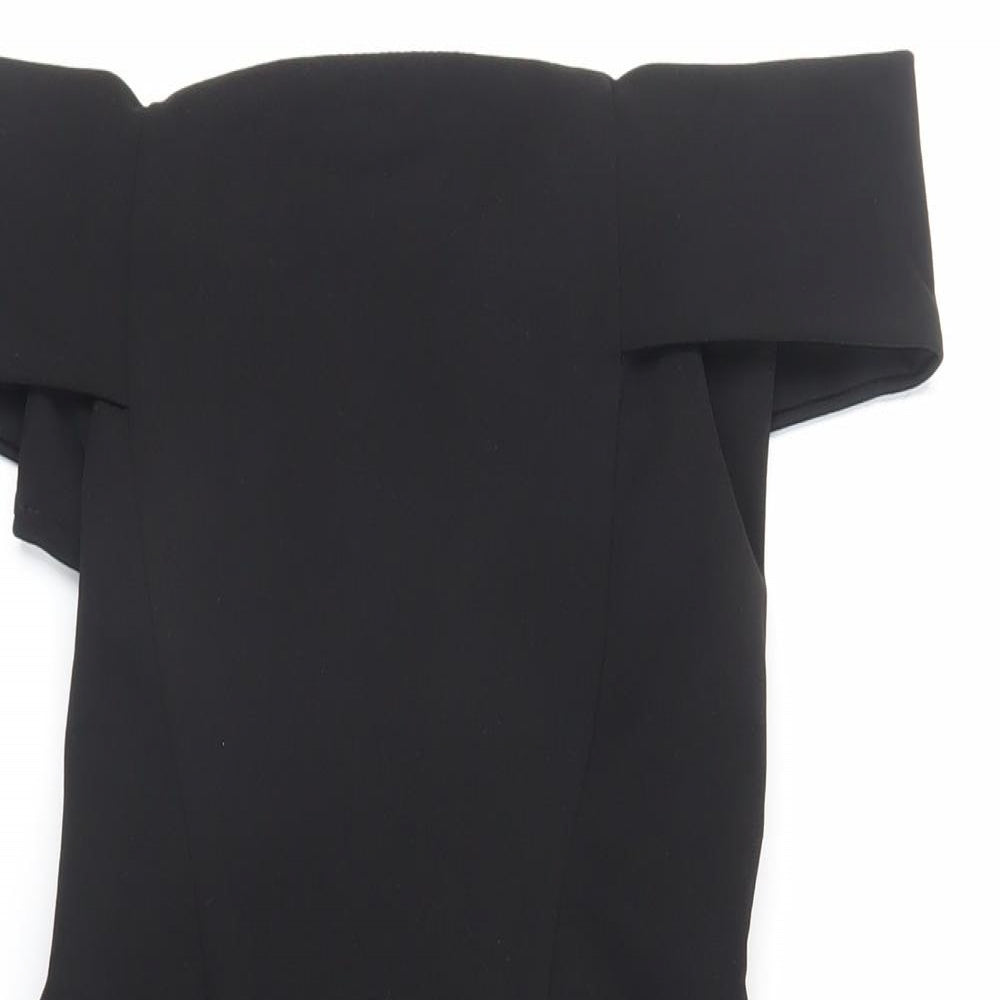 New Look Womens Black Polyester Mini Size 10 Off the Shoulder Zip