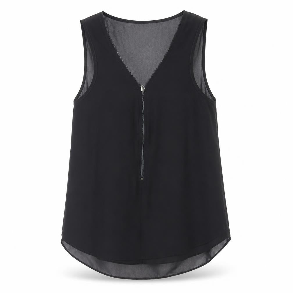 Topshop Womens Black Polyester Basic Tank Size 12 V-Neck - Sheer