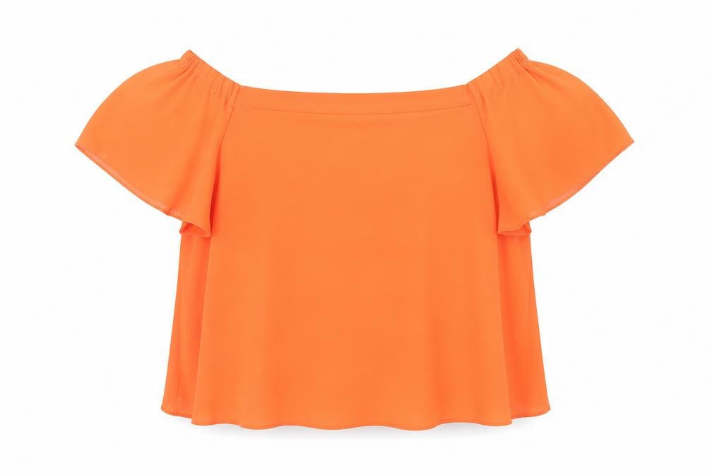 New Look Womens Orange Polyester Basic Blouse Size 14 Off the Shoulder