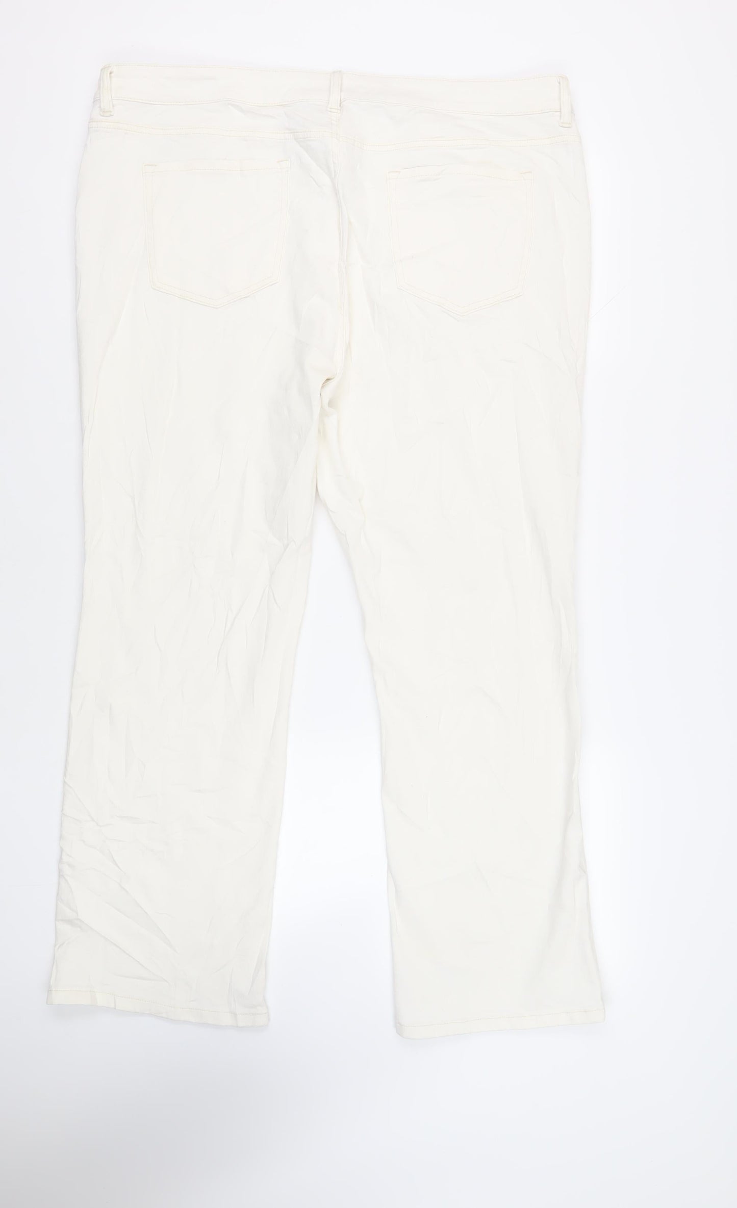 Marks and Spencer Womens Ivory Cotton Bootcut Jeans Size 24 L31 in Regular Zip