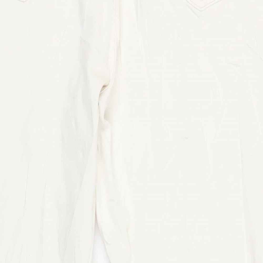 Marks and Spencer Womens Ivory Cotton Bootcut Jeans Size 24 L31 in Regular Zip