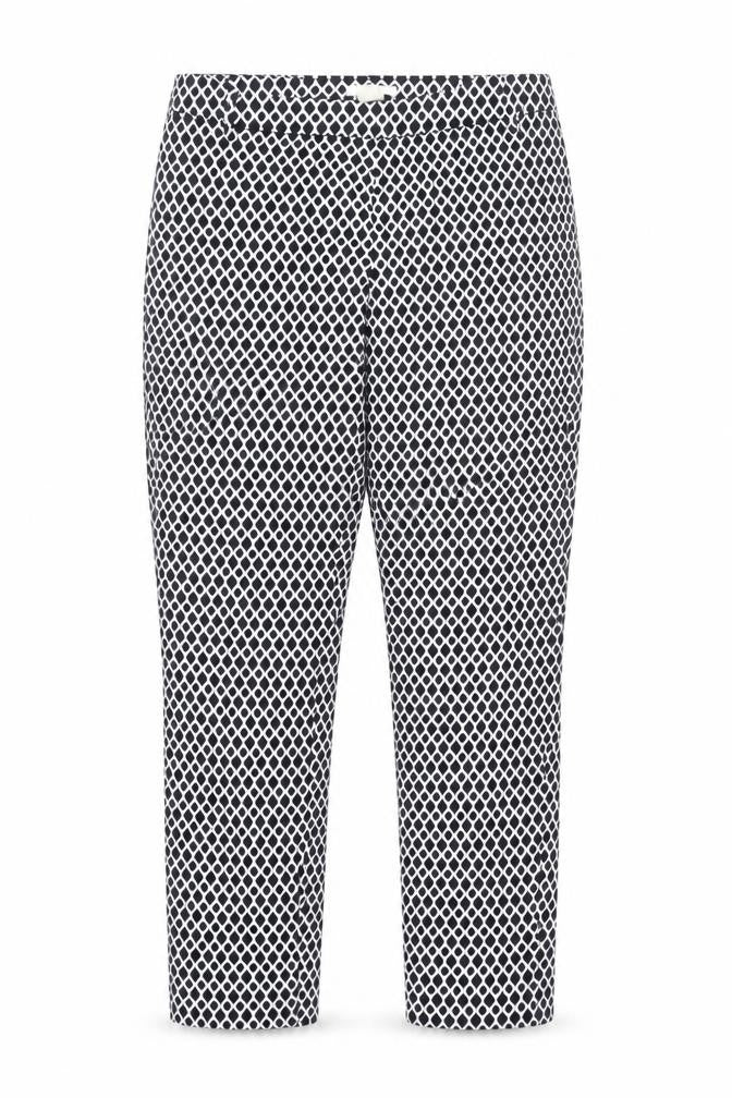 H&M Womens Black Geometric Cotton Capri Trousers Size 10 L26 in Regular Zip