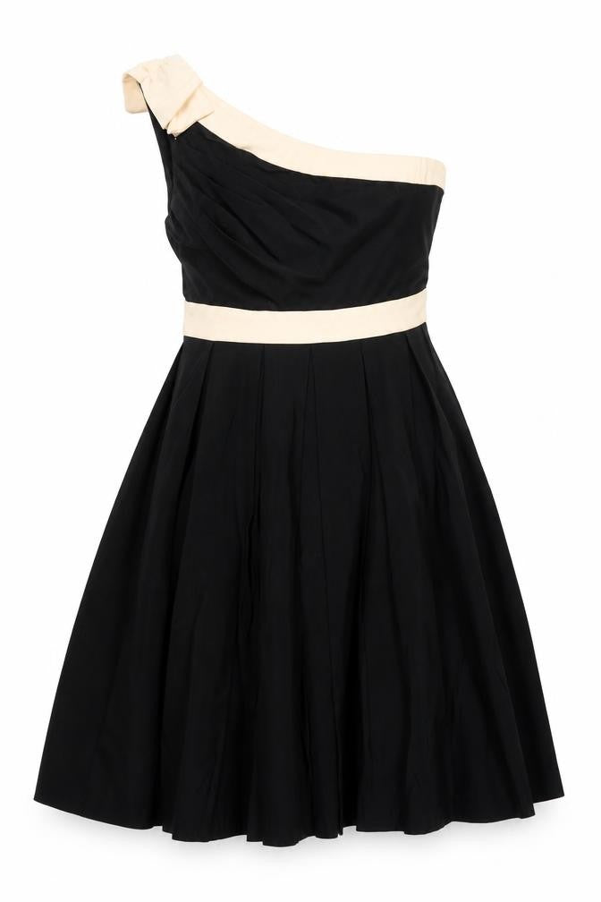 Fever London Womens Black Polyester Fit & Flare Size 8 One Shoulder Zip