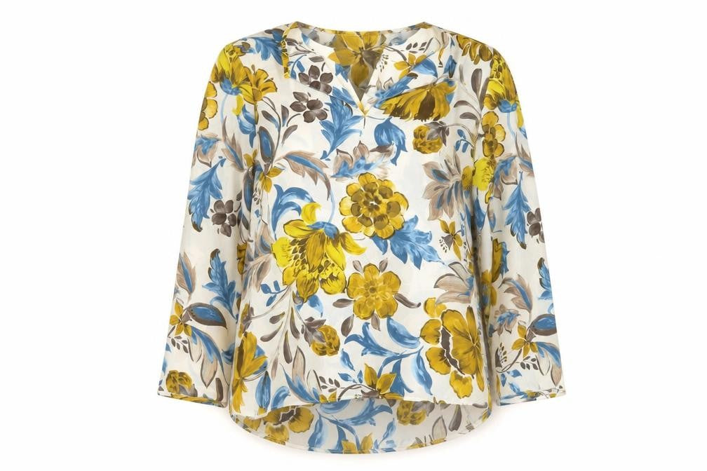 Zara Womens Ivory Floral Polyester Basic Blouse Size XS V-Neck