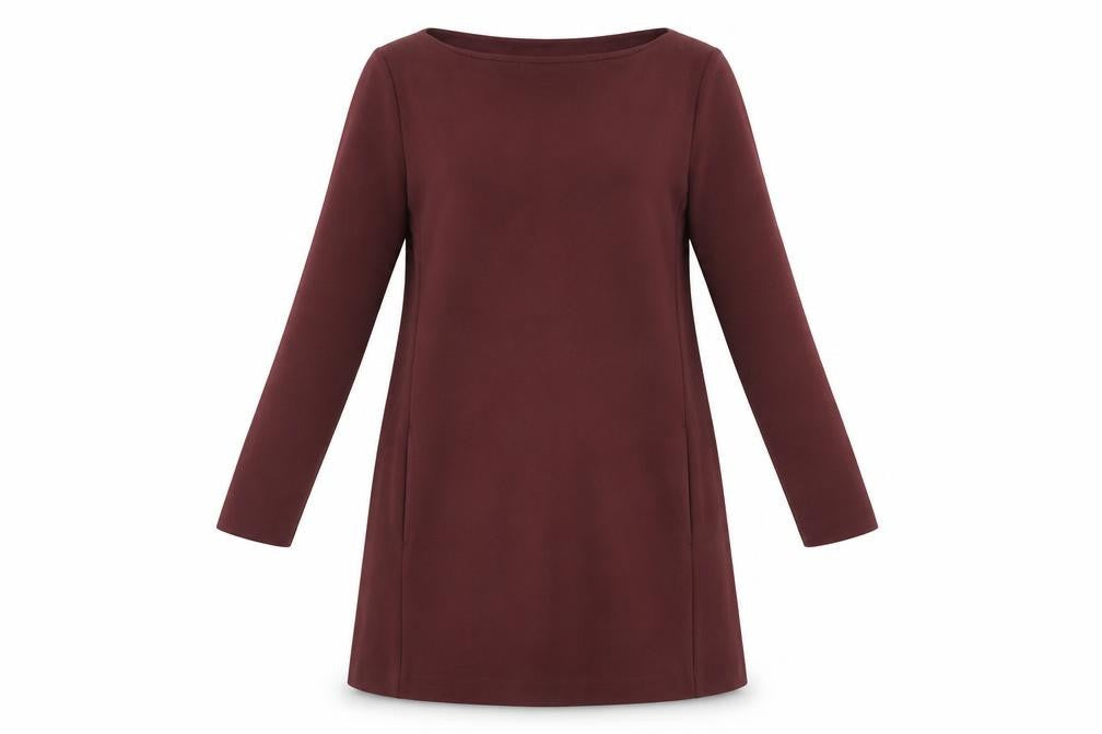 H&M Womens Red Viscose A-Line Size M Boat Neck Pullover - Pockets