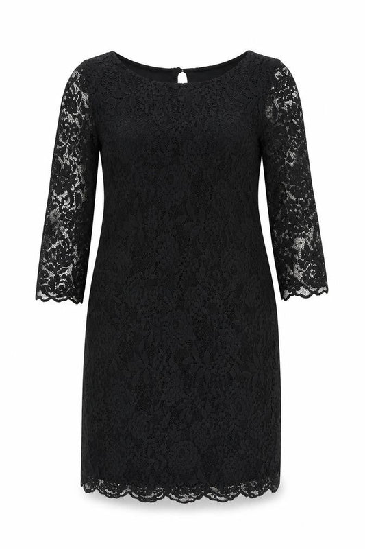 Marks & Spencer Womens Black Viscose Sheath Size 14 Boat Neck Button