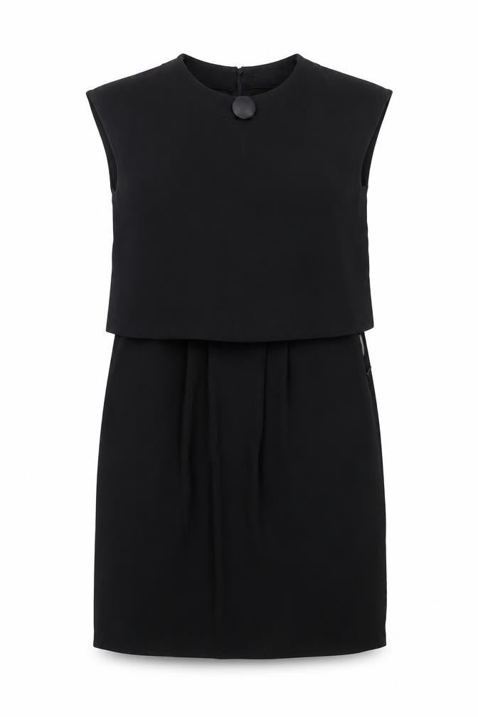 Gerard Darel Womens Black Polyester Sheath Size 8 Round Neck Zip - Layered
