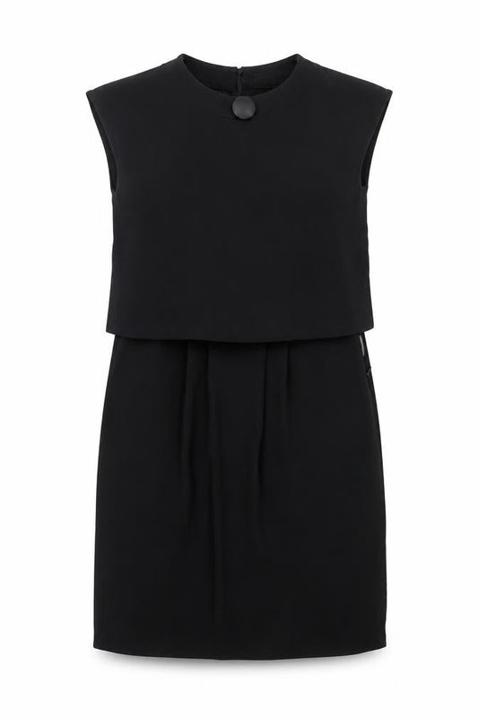 Gerard Darel Womens Black Polyester Sheath Size 8 Round Neck Zip - Layered