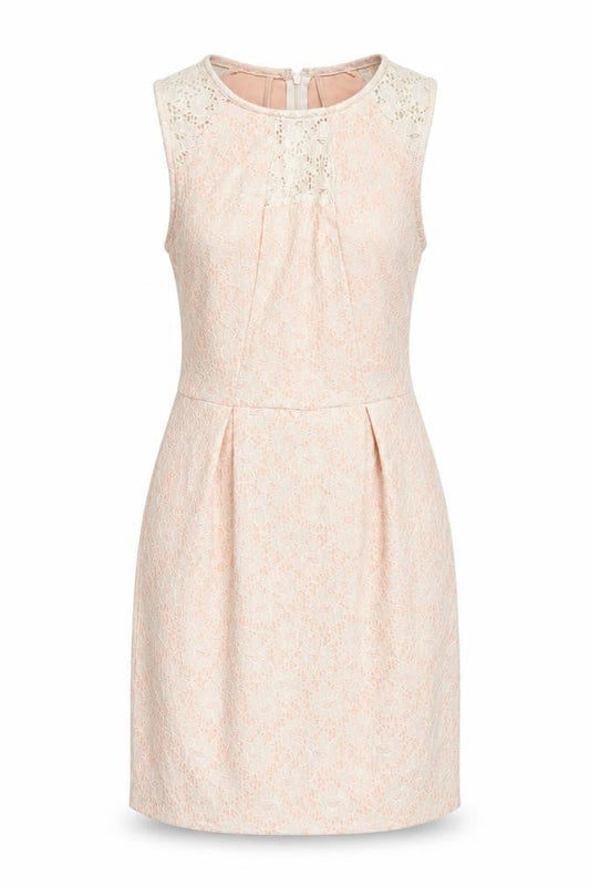 New Look Womens Pink Nylon Pencil Dress Size 10 Boat Neck Zip
