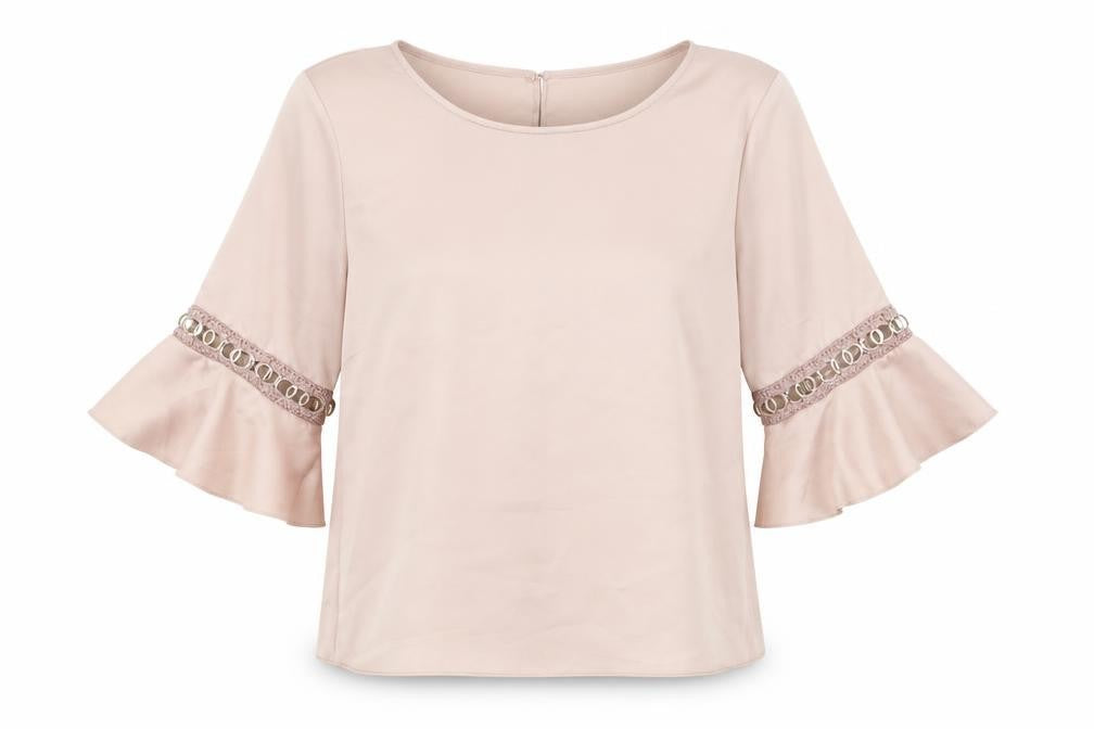 River Island Womens Pink Polyester Basic Blouse Size 10 Boat Neck - Sleeve Detail