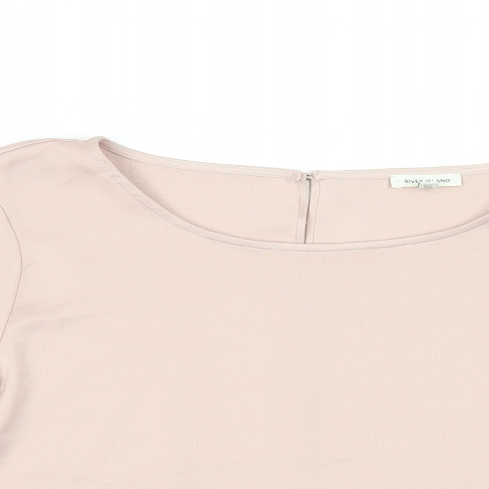 River Island Womens Pink Polyester Basic Blouse Size 10 Boat Neck - Sleeve Detail