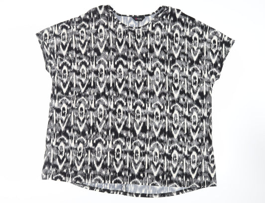 LOVE YOURS Womens Black Geometric Polyester Tunic Blouse Size 22 Round Neck - Size 22-24