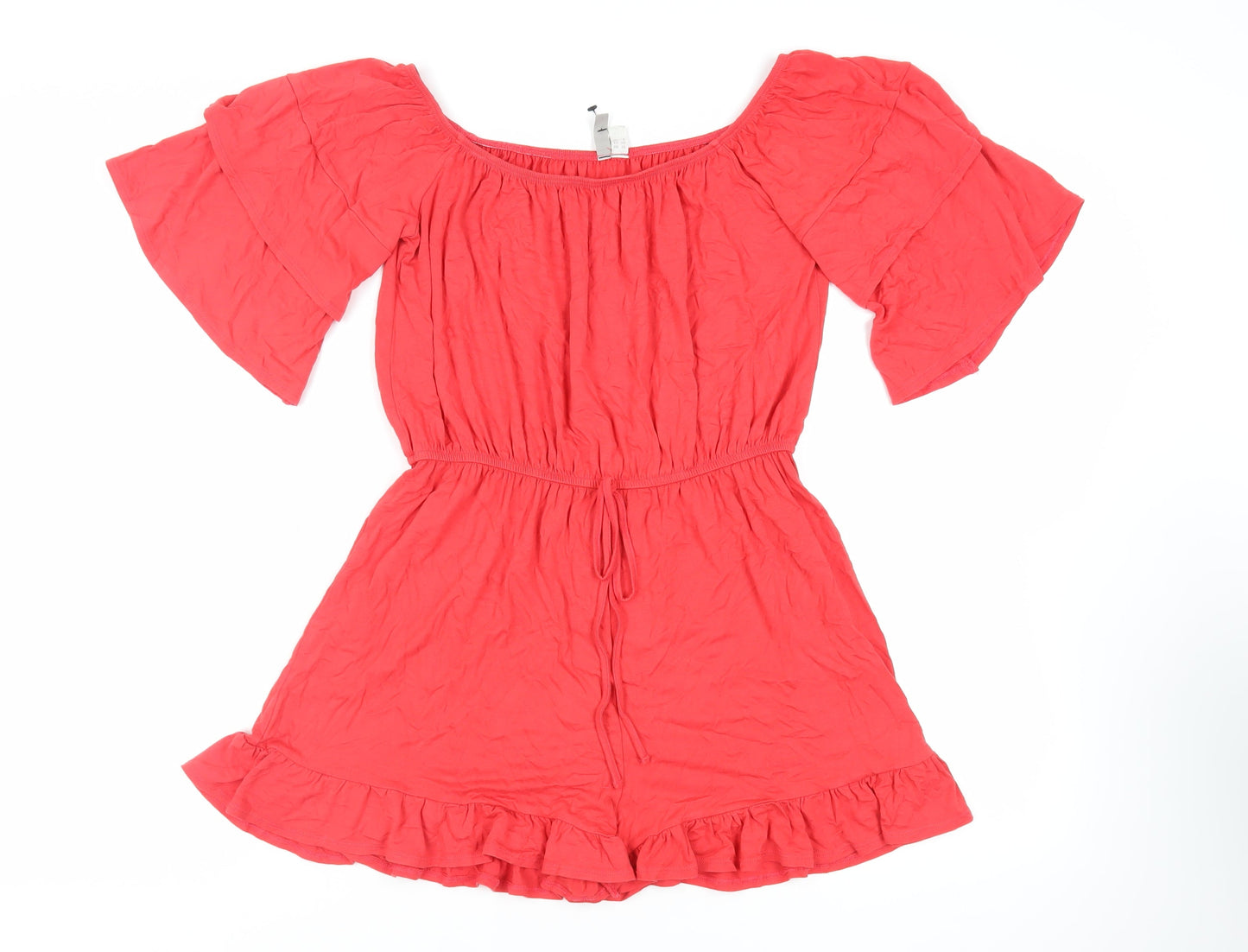 ASOS Womens Red Viscose Playsuit One-Piece Size 10 Pullover - Elasticated Waist