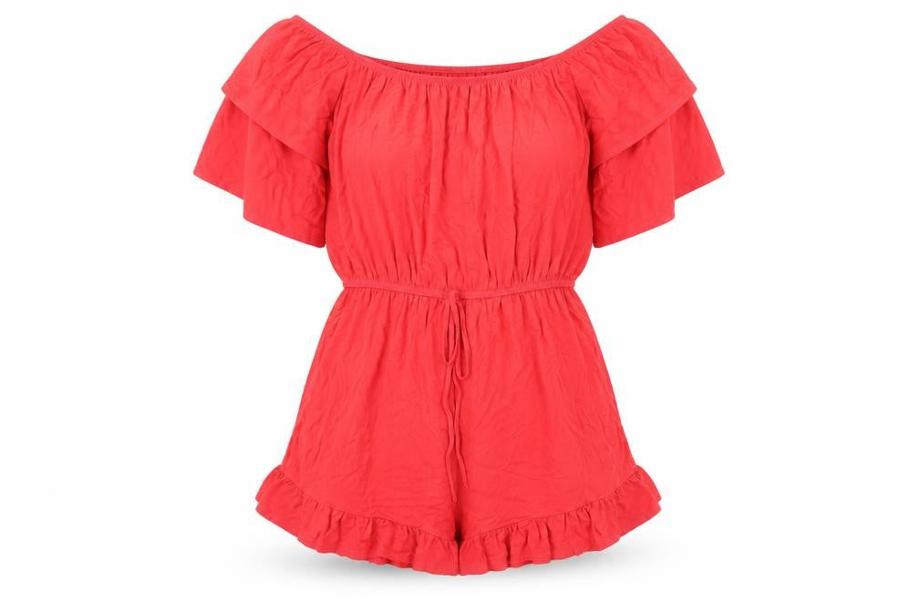 ASOS Womens Red Viscose Playsuit One-Piece Size 10 Pullover - Elasticated Waist