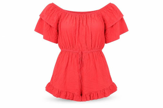 ASOS Womens Red Viscose Playsuit One-Piece Size 10 Pullover - Elasticated Waist