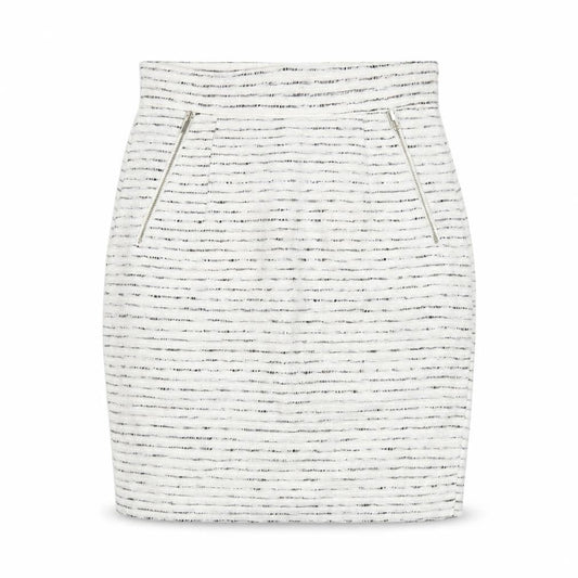 H&M Womens White Striped Polyester Straight & Pencil Skirt Size 8 Zip - Lined Pockets