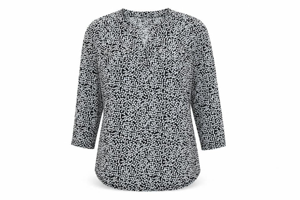 Jones New York Womens Grey Polyester Basic Button-Up Size M V-Neck