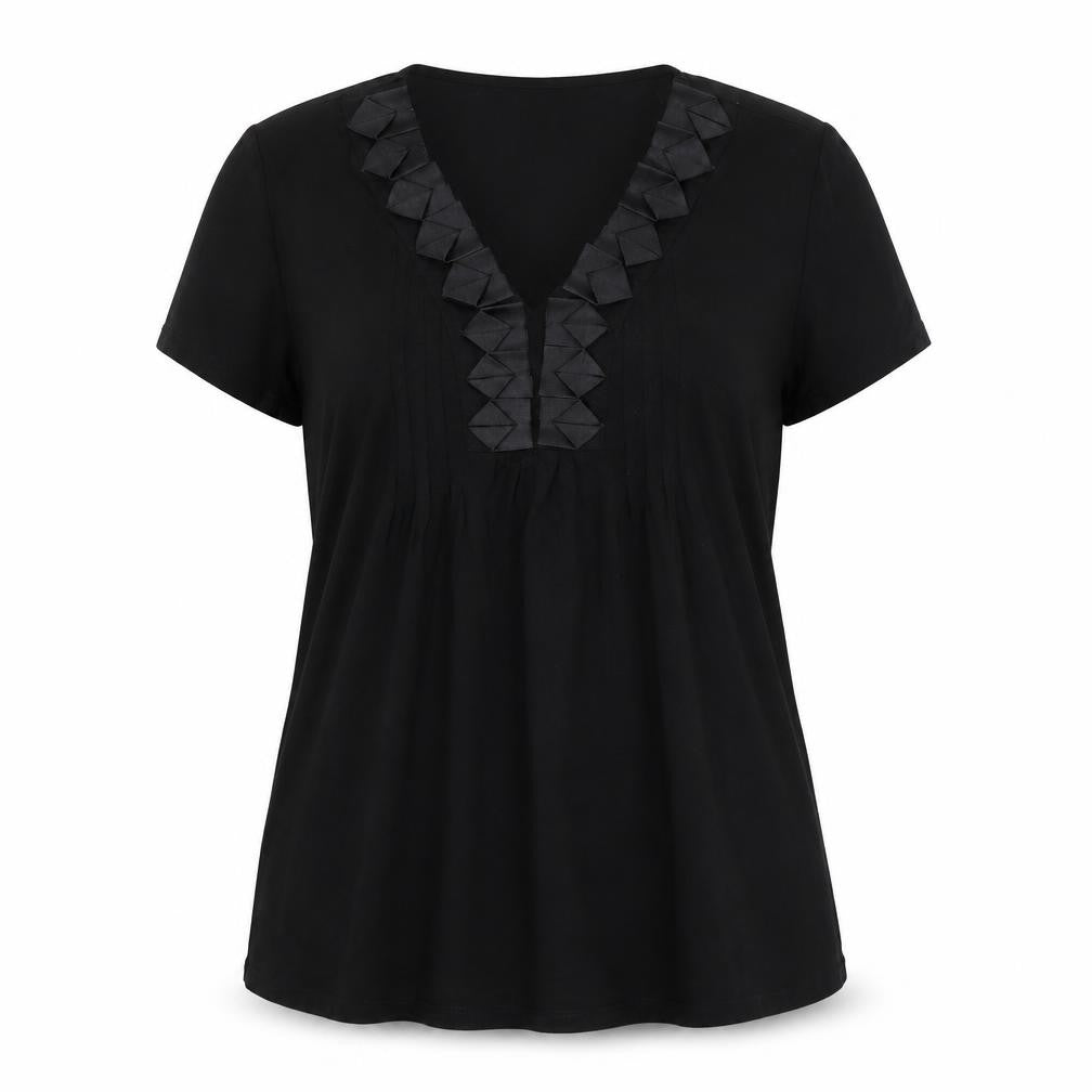 Mia Moda Womens Black Viscose Basic Button-Up Size 16 V-Neck